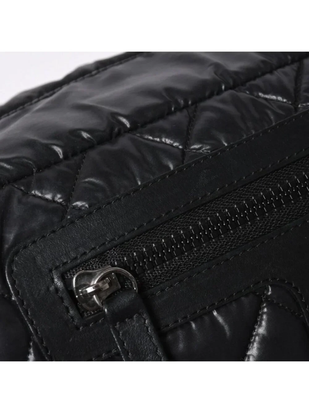 Chanel Coco Cocoon Clutch Black Nylon Calfskin Makeup Pouch Silver